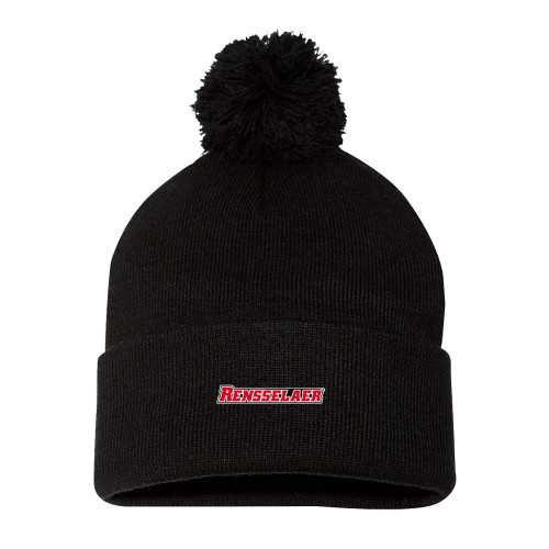  Sportsman Black Pom Pom Cuffed Beanie - Rensselaer