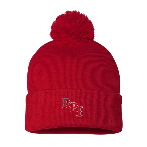  Sportsman Red Pom Pom Cuffed Beanie - RPI