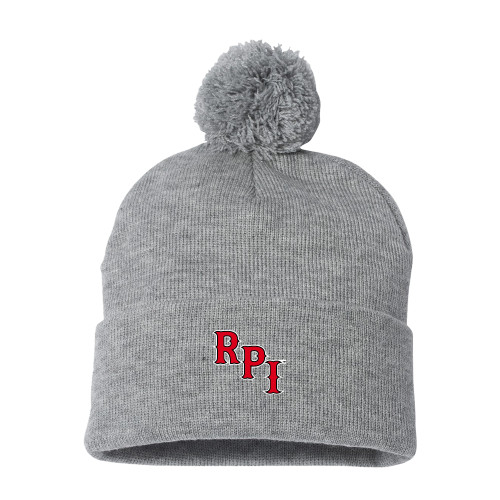  Sportsman Heather Grey Pom Pom Cuffed Beanie - RPI