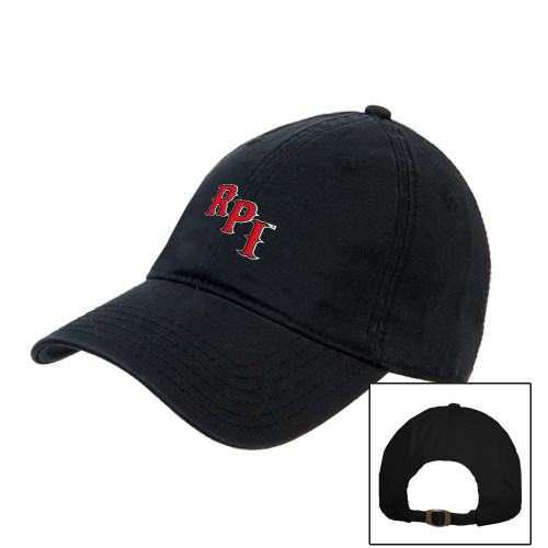 RPI Black Unstructured Adjustable Low Profile Hat
