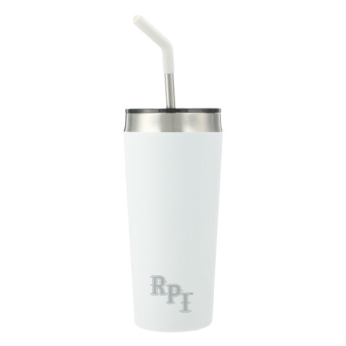  Faye White Vacuum Tumbler w/ Stainless Steel Straw 20 oz - RPI Engraved