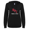 Thumbnail image for  ENZA Womens Black V Notch Raw Edge Fleece Hoodie