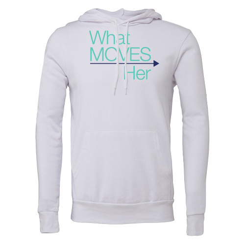 Coldwell Banker Bella + Canvas White Fleece Hood-What Moves Her