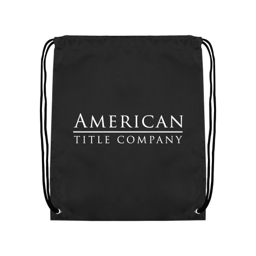 Black Drawstring Backpack-American Title Company