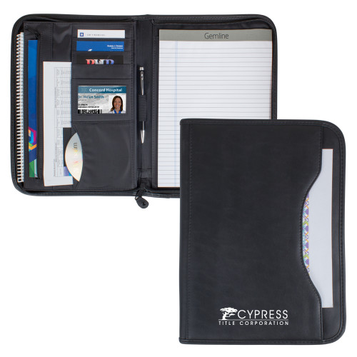 Wall Street Black Zippered Padfolio-Cypress Title Corporation