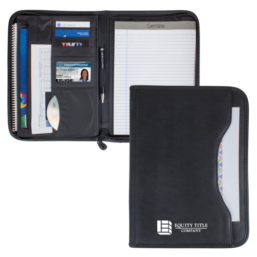 Wall Street Black Zippered Padfolio-Equity Title Company