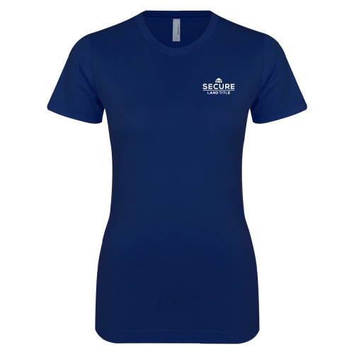 Next Level Womens Navy Boyfriend Tee-Secure Land Title