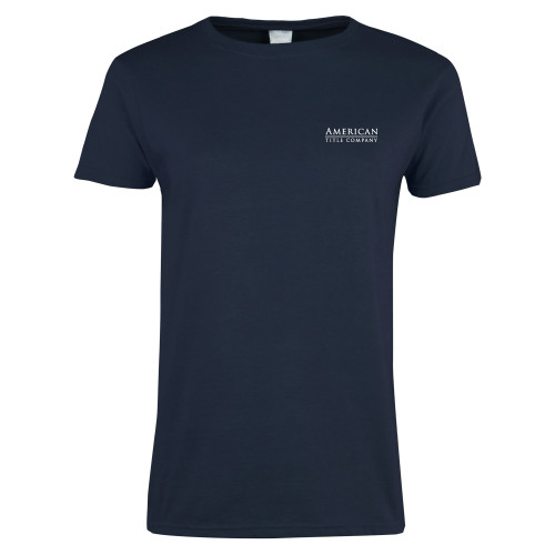 Womens Navy Short Sleeve Tee-American Title Company