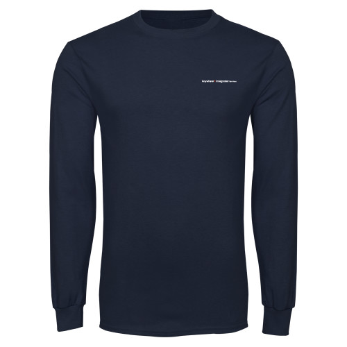 Navy Long Sleeve T Shirt-Anywhere Integrated Services Horizontal