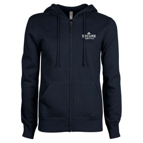 ENZA Womens Navy Fleece Full Zip Hoodie-Secure Land Title