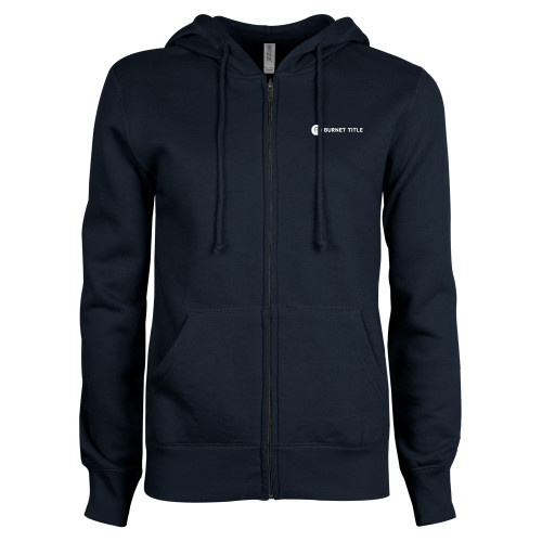 ENZA Womens Navy Fleece Full Zip Hoodie-Burnet Title