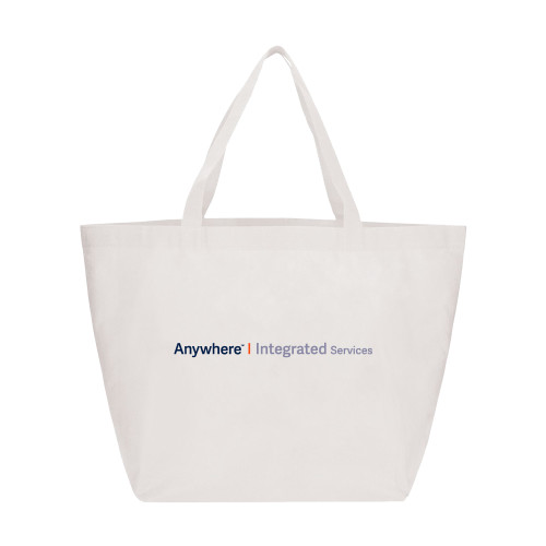 Yaya Non Woven White Shopper Tote-Anywhere Integrated Services Horizontal