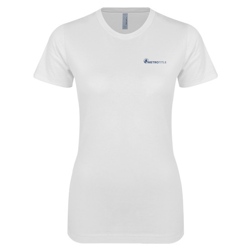 Next Level Womens White Boyfriend Tee-Metro Title
