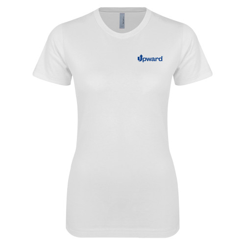 Next Level Womens White Boyfriend Tee-Upward Title Company