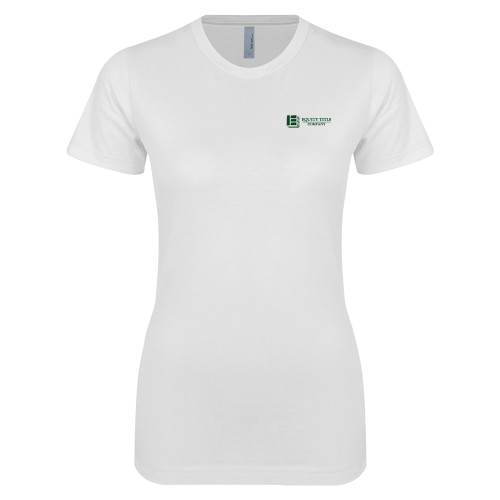 Next Level Womens White Boyfriend Tee-Equity Title Company
