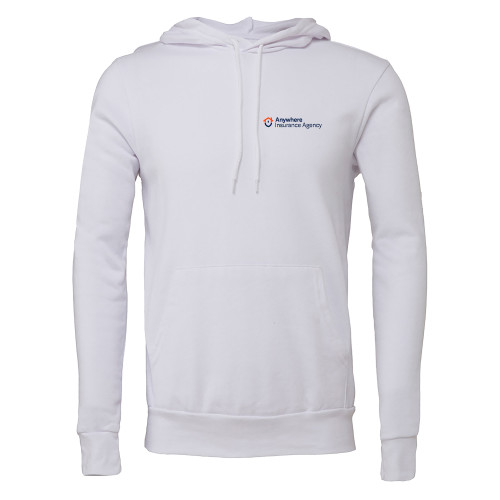 Bella + Canvas White Fleece Hood-Anywhere Insurance Agency