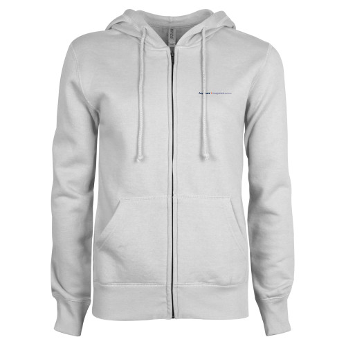 ENZA Womens White Fleece Full Zip Hoodie-Anywhere Integrated Services Horizontal