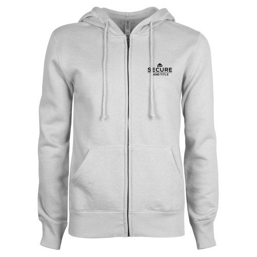 ENZA Womens White Fleece Full Zip Hoodie-Secure Land Title