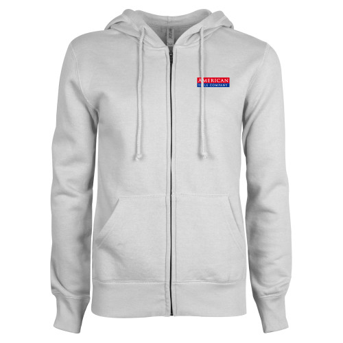 ENZA Womens White Fleece Full Zip Hoodie-American Title Company