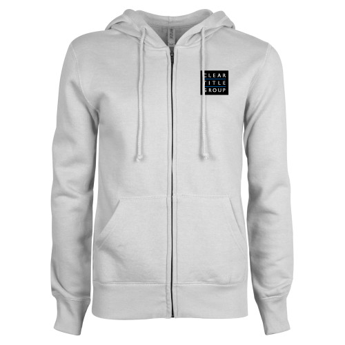 ENZA Womens White Fleece Full Zip Hoodie-Clear Title Group