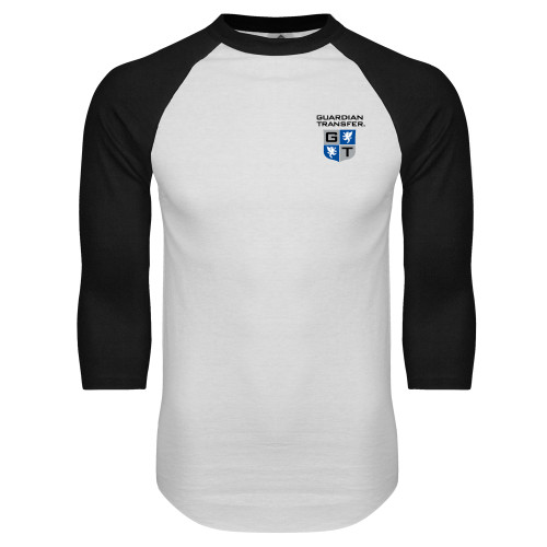 White/Black Raglan Baseball T Shirt-Guardian Transfer Vertical