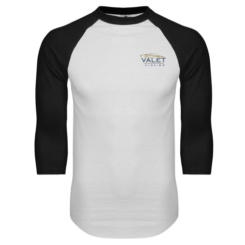 White/Black Raglan Baseball T Shirt-Valet Closing