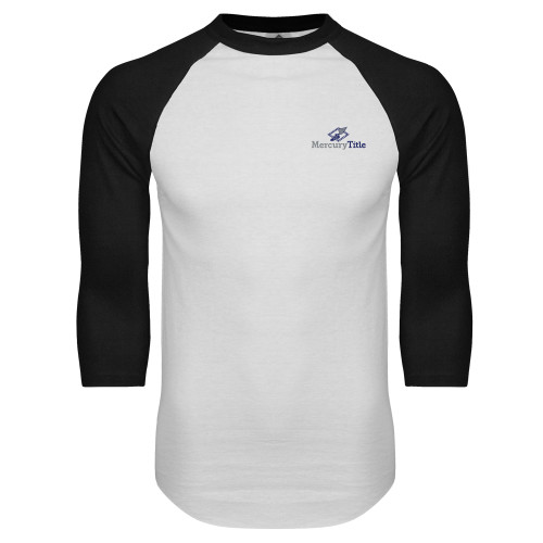 White/Black Raglan Baseball T Shirt-Mercury Title
