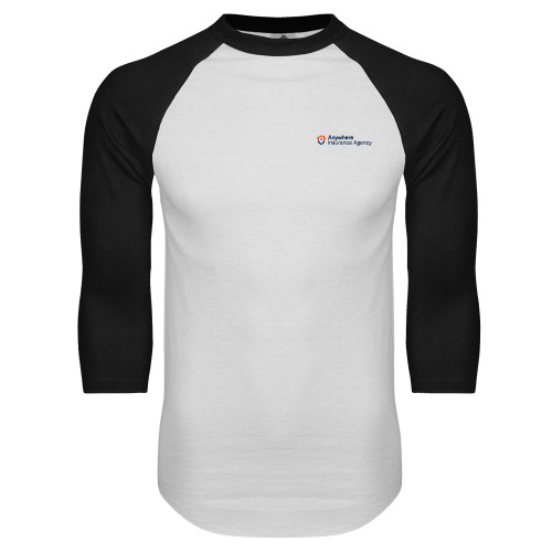 White/Black Raglan Baseball T Shirt-Anywhere Insurance Agency