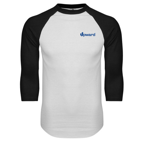 White/Black Raglan Baseball T Shirt-Upward Title Company