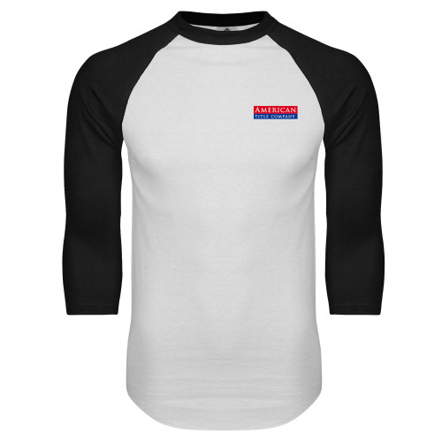 White/Black Raglan Baseball T Shirt-American Title Company
