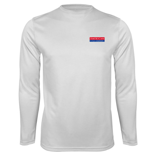 White Performance Long Sleeve Shirt-American Title Company