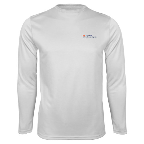 White Performance Long Sleeve Shirt-Anywhere Insurance Agency