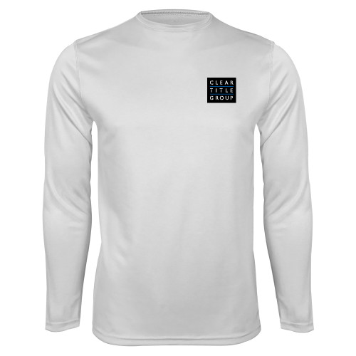 White Performance Long Sleeve Shirt-Clear Title Group