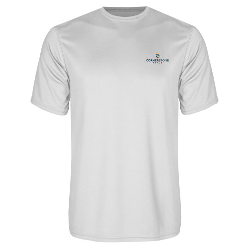 White Performance Tee-Corner Stone Title Company
