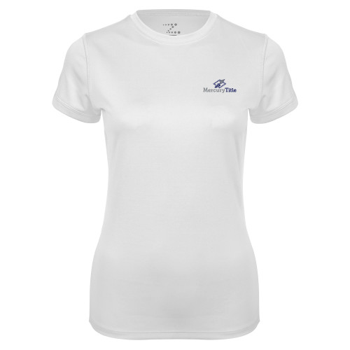 Womens White Performance Tee-Mercury Title