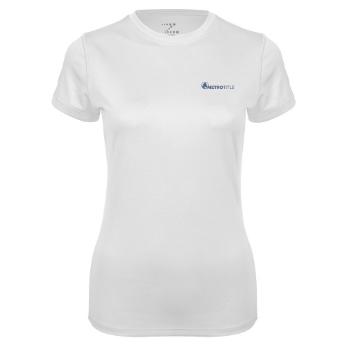 Womens White Performance Tee-Metro Title