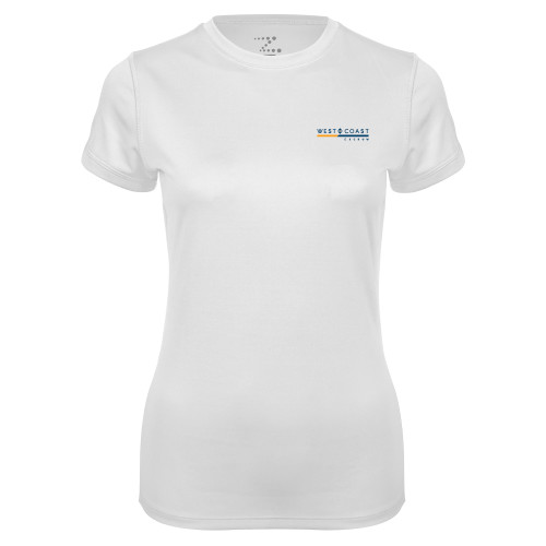 Womens White Performance Tee-West Coast Escrow Horizontal