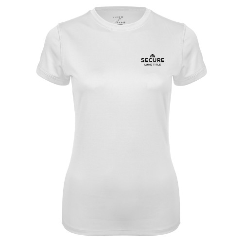 Womens White Performance Tee-Secure Land Title