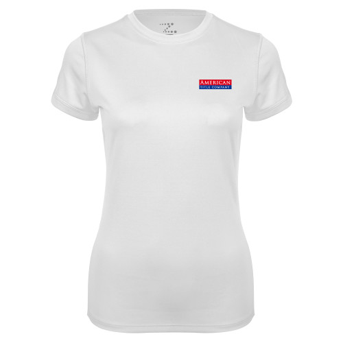 Womens White Performance Tee-American Title Company