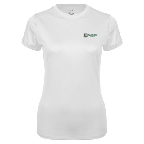 Womens White Performance Tee-Equity Title Company