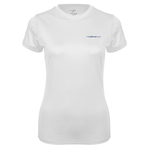 Womens White Performance Tee-First California Escrow
