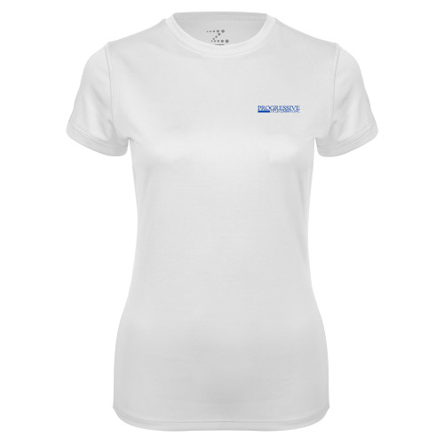 Womens White Performance Tee-Progressive Title