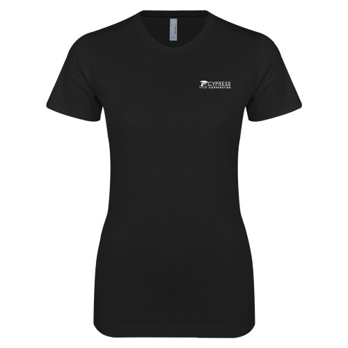 Next Level Womens Black Boyfriend Tee-Cypress Title Corporation