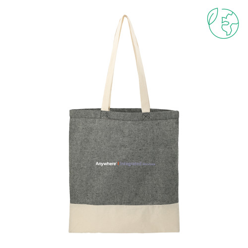 Split Recycled Black Cotton Twill Convention Tote-Anywhere Integrated Services Horizontal