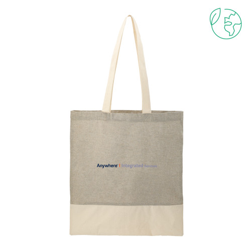 Split Recycled Grey Cotton Twill Convention Tote-Anywhere Integrated Services Horizontal