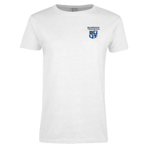 Womens White Short Sleeve Tee-Guardian Transfer Vertical