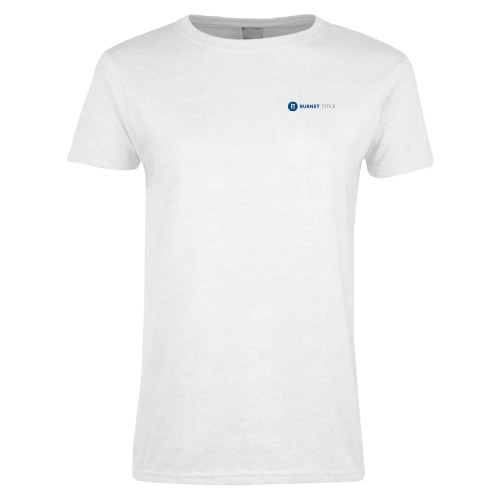 Womens White Short Sleeve Tee-Burnet Title