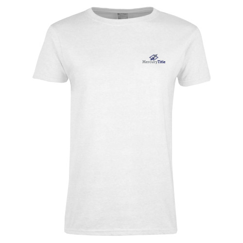 Womens White Short Sleeve Tee-Mercury Title