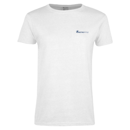 Womens White Short Sleeve Tee-Metro Title