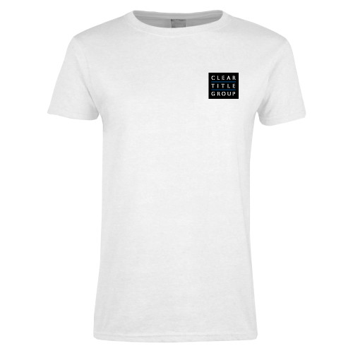Womens White Short Sleeve Tee-Clear Title Group